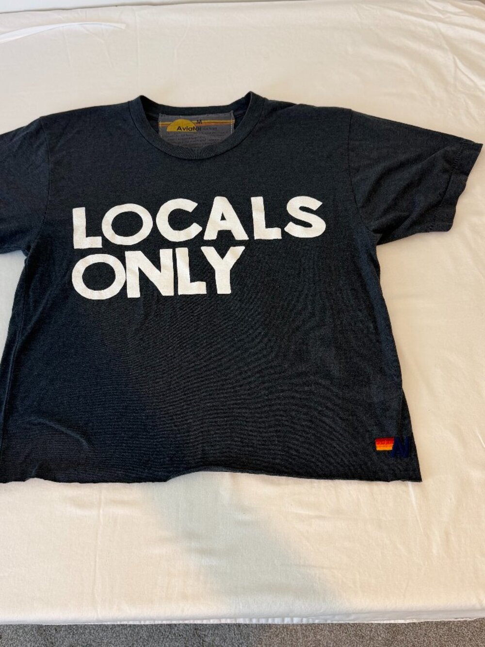 Aviator Nation Locals Only Graphic T-Shirt Charcoal Gray Short Sleeve Adult M